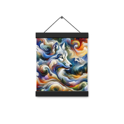 Abstraktes Alpen Gemälde: Wirbelnde Farben und Majestätischer Wolf, Silhouette (AN) - Premium Poster mit Aufhängung xxx yyy zzz 20.3 x 25.4 cm