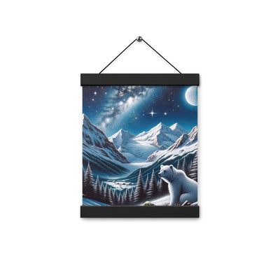 Sternennacht und Eisbär: Acrylgemälde mit Milchstraße, Alpen und schneebedeckte Gipfel - Premium Poster mit Aufhängung camping xxx yyy zzz 20.3 x 25.4 cm