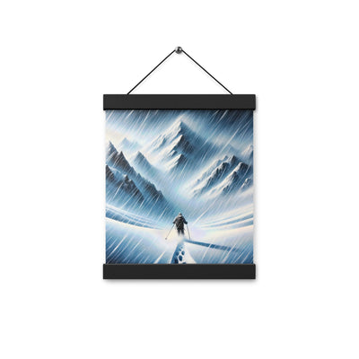 Wanderer und Bergsteiger im Schneesturm: Acrylgemälde der Alpen - Premium Poster mit Aufhängung wandern xxx yyy zzz 20.3 x 25.4 cm