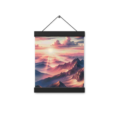 Schöne Berge bei Sonnenaufgang: Malerei in Pastelltönen - Premium Poster mit Aufhängung berge xxx yyy zzz 20.3 x 25.4 cm
