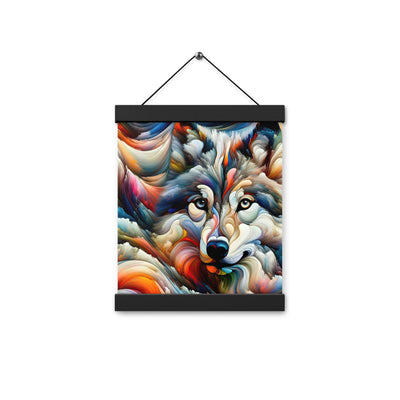 Abstrakte Kunst der Alpen mit einem Wolf. Chaotischer Tanz aus Farben und Formen. Surreale Landschaft (AN) - Enhanced Matte Paper Poster xxx yyy zzz 20.3 x 25.4 cm