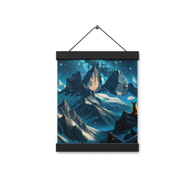Fuchs in Alpennacht: Digitale Kunst der eisigen Berge im Mondlicht - Premium Poster mit Aufhängung camping xxx yyy zzz 20.3 x 25.4 cm