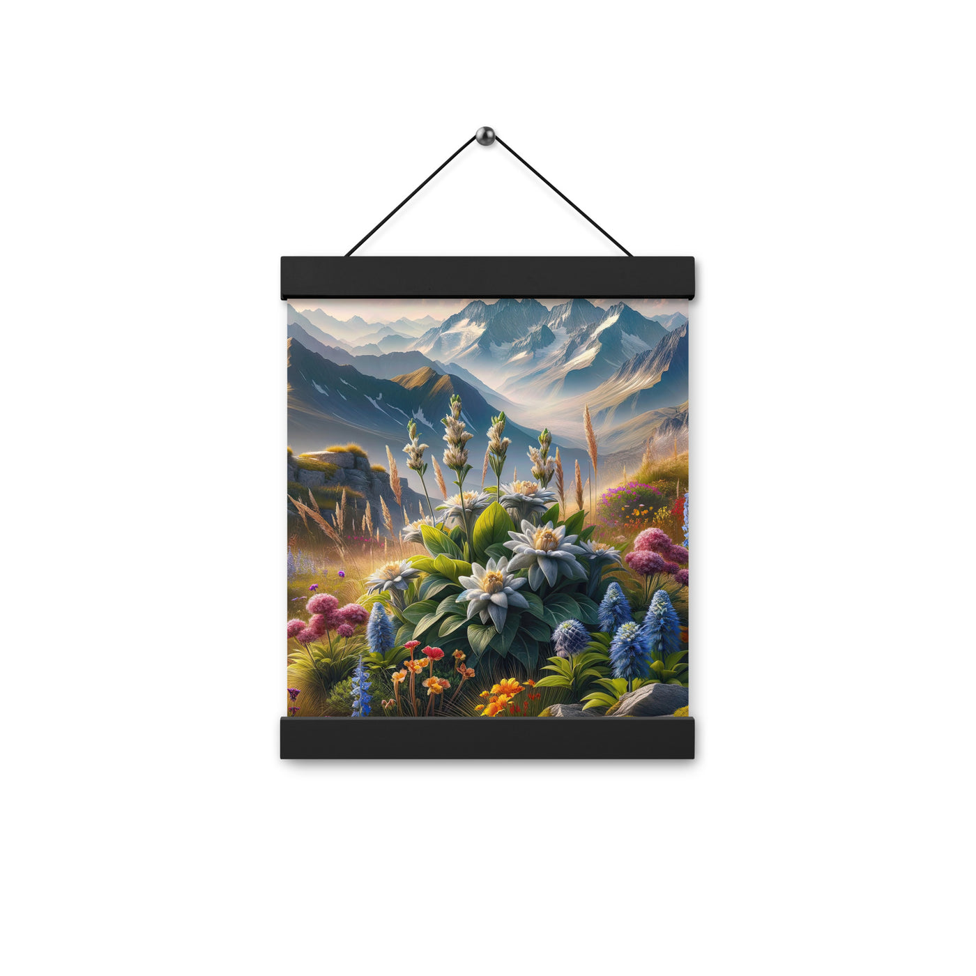 Alpine Flora: Digitales Kunstwerk mit lebendigen Blumen - Premium Poster mit Aufhängung berge xxx yyy zzz 20.3 x 25.4 cm
