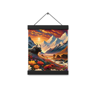 Magischer Alpenabend mit Hochlandkuh und goldener Sonnenkulisse - Premium Poster mit Aufhängung berge xxx yyy zzz 20.3 x 25.4 cm