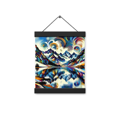 Alpensee im Zentrum eines abstrakt-expressionistischen Alpen-Kunstwerks - Premium Poster mit Aufhängung berge xxx yyy zzz 20.3 x 25.4 cm