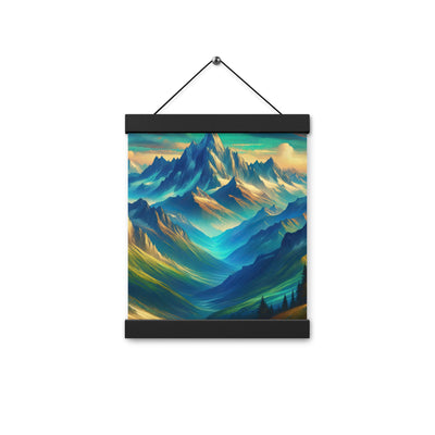 Atemberaubende alpine Komposition mit majestätischen Gipfeln und Tälern - Premium Poster mit Aufhängung berge xxx yyy zzz 20.3 x 25.4 cm