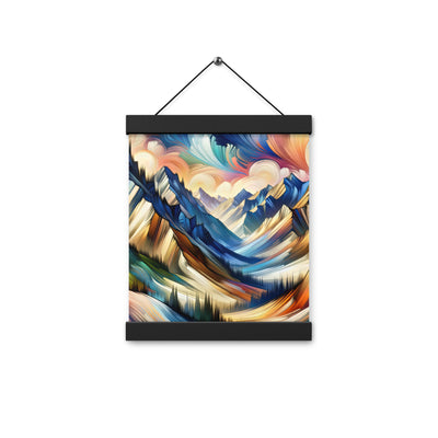 Alpen in abstrakter Expressionismus-Manier, wilde Pinselstriche - Premium Poster mit Aufhängung berge xxx yyy zzz 20.3 x 25.4 cm