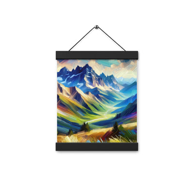 Impressionistische Alpen, lebendige Farbtupfer und Lichteffekte - Premium Poster mit Aufhängung berge xxx yyy zzz 20.3 x 25.4 cm