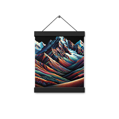 Pointillistische Darstellung der Alpen, Farbpunkte formen die Landschaft - Premium Poster mit Aufhängung berge xxx yyy zzz 20.3 x 25.4 cm
