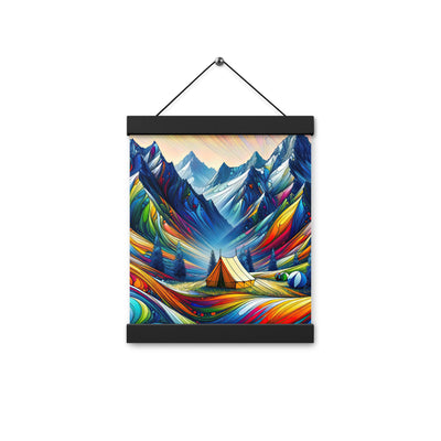 Surreale Alpen in abstrakten Farben, dynamische Formen der Landschaft - Premium Poster mit Aufhängung camping xxx yyy zzz 20.3 x 25.4 cm