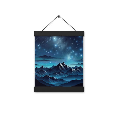 Alpen unter Sternenhimmel mit glitzernden Sternen und Meteoren - Premium Poster mit Aufhängung berge xxx yyy zzz 20.3 x 25.4 cm