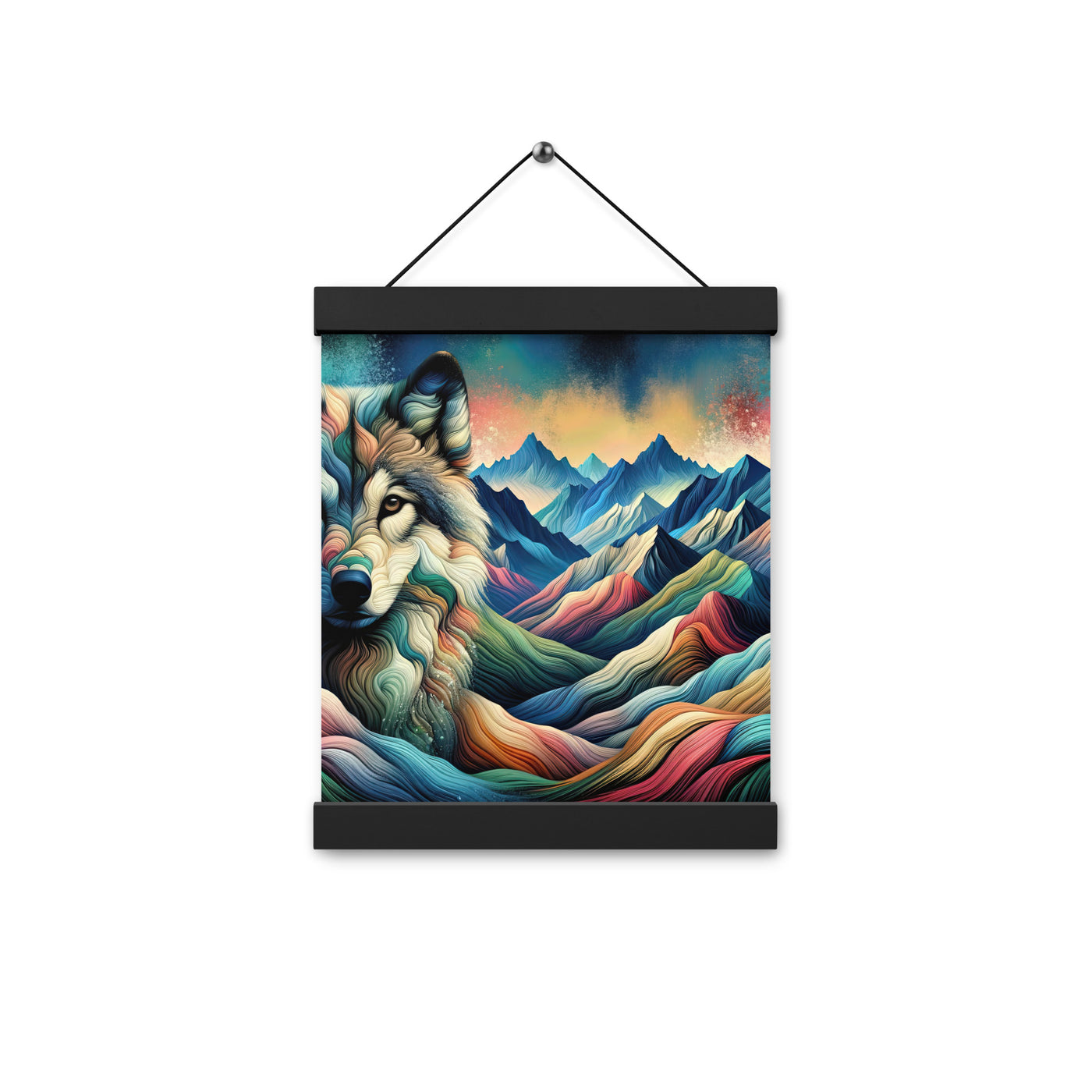 Traumhaftes Alpenpanorama mit Wolf in wechselnden Farben und Mustern (AN) - Premium Poster mit Aufhängung xxx yyy zzz 20.3 x 25.4 cm