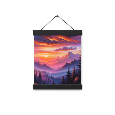 Ölgemälde der Alpenlandschaft im ätherischen Sonnenuntergang, himmlische Farbtöne - Premium Poster mit Aufhängung berge xxx yyy zzz 20.3 x 25.4 cm