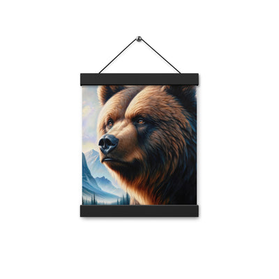 Ölgemälde, das das Gesicht eines starken realistischen Bären einfängt. Porträt - Premium Poster mit Aufhängung camping xxx yyy zzz 20.3 x 25.4 cm