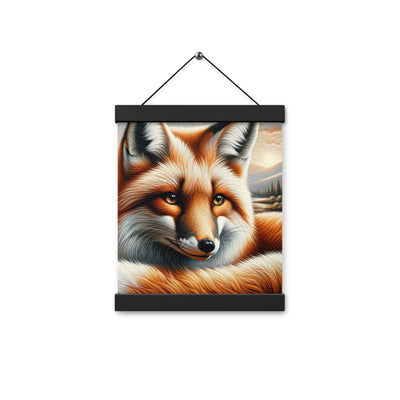 Ölgemälde eines nachdenklichen Fuchses mit weisem Blick - Premium Poster mit Aufhängung camping xxx yyy zzz 20.3 x 25.4 cm