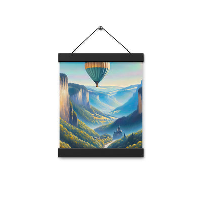 Ölgemälde einer ruhigen Szene in Luxemburg mit Heißluftballon und blauem Himmel - Premium Poster mit Aufhängung berge xxx yyy zzz 20.3 x 25.4 cm