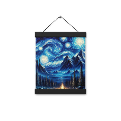 Sternennacht-Stil Ölgemälde der Alpen, himmlische Wirbelmuster - Premium Poster mit Aufhängung berge xxx yyy zzz 20.3 x 25.4 cm