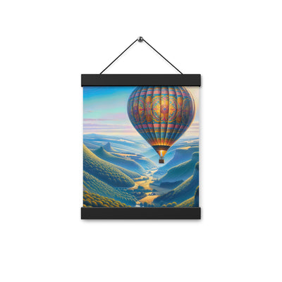 Ölgemälde einer ruhigen Szene mit verziertem Heißluftballon - Premium Poster mit Aufhängung berge xxx yyy zzz 20.3 x 25.4 cm