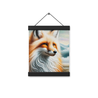 Ölgemälde eines anmutigen, intelligent blickenden Fuchses in Orange-Weiß - Premium Poster mit Aufhängung camping xxx yyy zzz 20.3 x 25.4 cm