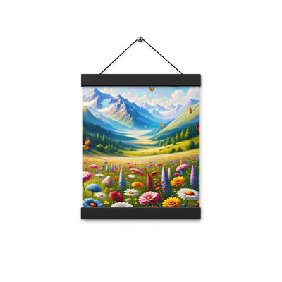 Ölgemälde einer ruhigen Almwiese, Oase mit bunter Wildblumenpracht - Premium Poster mit Aufhängung camping xxx yyy zzz 20.3 x 25.4 cm