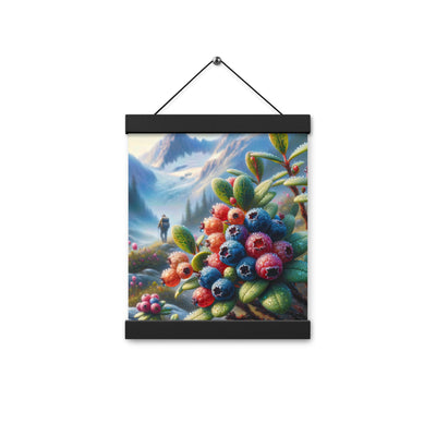 Ölgemälde einer Nahaufnahme von Alpenbeeren in satten Farben und zarten Texturen - Premium Poster mit Aufhängung wandern xxx yyy zzz 20.3 x 25.4 cm
