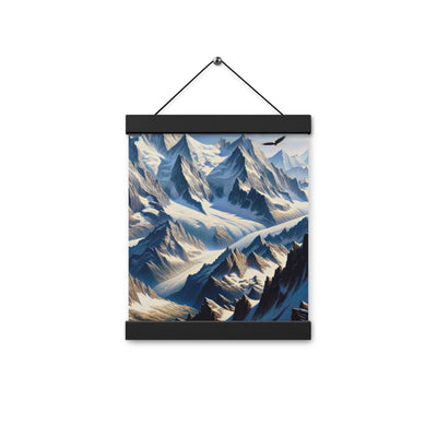 Ölgemälde der Alpen mit hervorgehobenen zerklüfteten Geländen im Licht und Schatten - Premium Poster mit Aufhängung berge xxx yyy zzz 20.3 x 25.4 cm