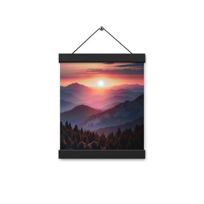 Foto der Alpenwildnis beim Sonnenuntergang, Himmel in warmen Orange-Tönen - Premium Poster mit Aufhängung berge xxx yyy zzz 20.3 x 25.4 cm