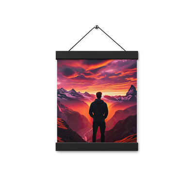 Foto der Schweizer Alpen im Sonnenuntergang, Himmel in surreal glänzenden Farbtönen - Premium Poster mit Aufhängung wandern xxx yyy zzz 20.3 x 25.4 cm