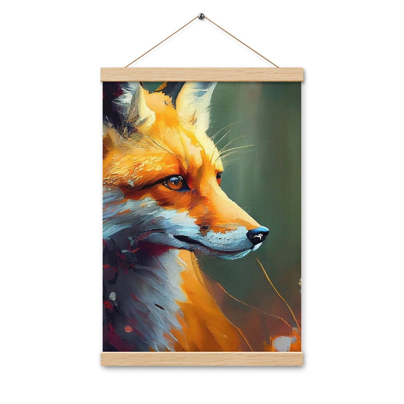 Fuchs - Ölmalerei - Schönes Kunstwerk - Premium Poster mit Aufhängung camping xxx Oak 30.5 x 45.7 cm