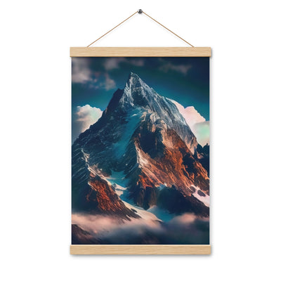 Berge und Nebel - Premium Poster mit Aufhängung berge xxx Oak 30.5 x 45.7 cm