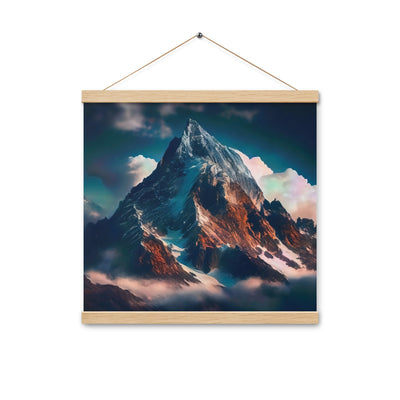 Berge und Nebel - Premium Poster mit Aufhängung berge xxx Oak 40.6 x 40.6 cm