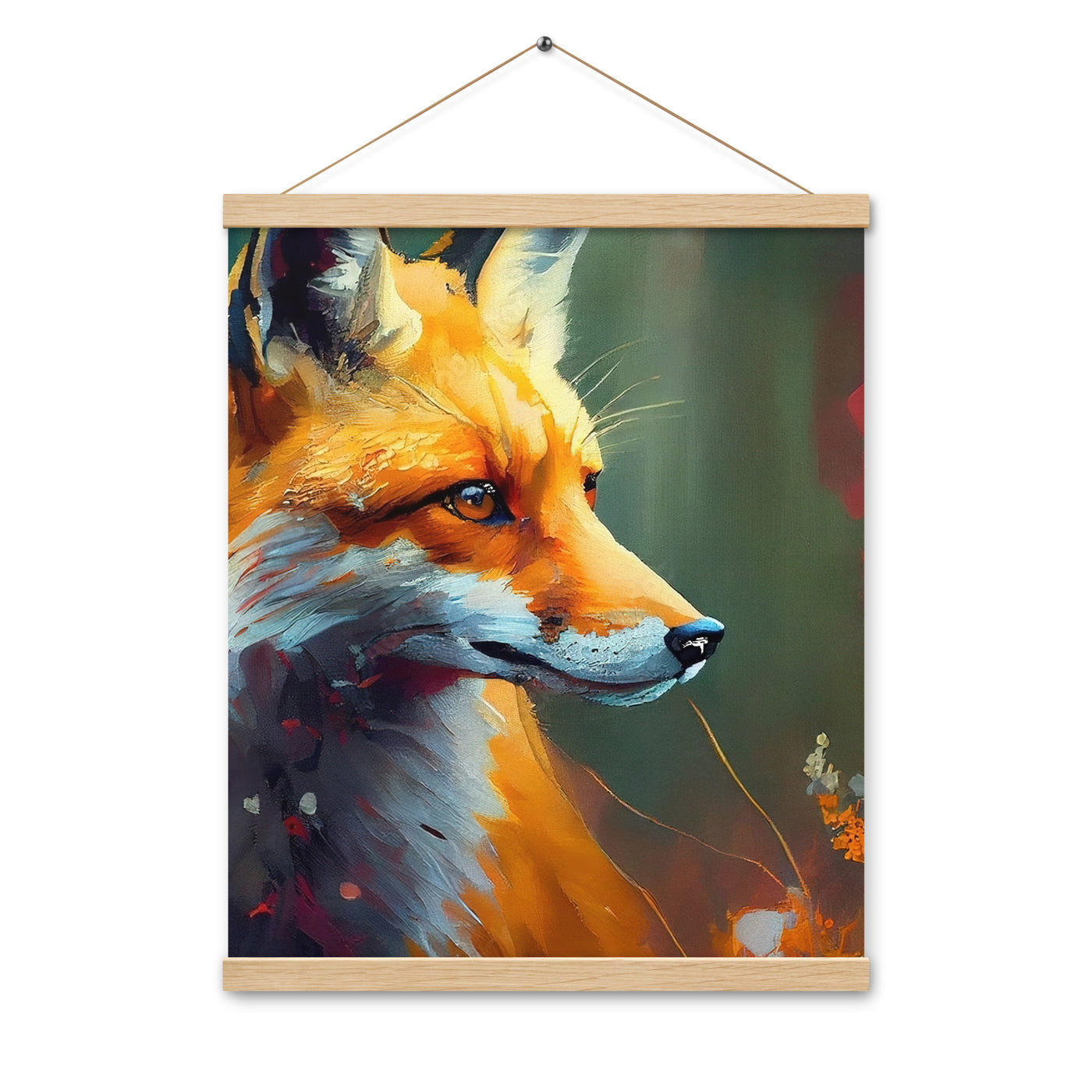 Fuchs - Ölmalerei - Schönes Kunstwerk - Premium Poster mit Aufhängung camping xxx Oak 40.6 x 50.8 cm