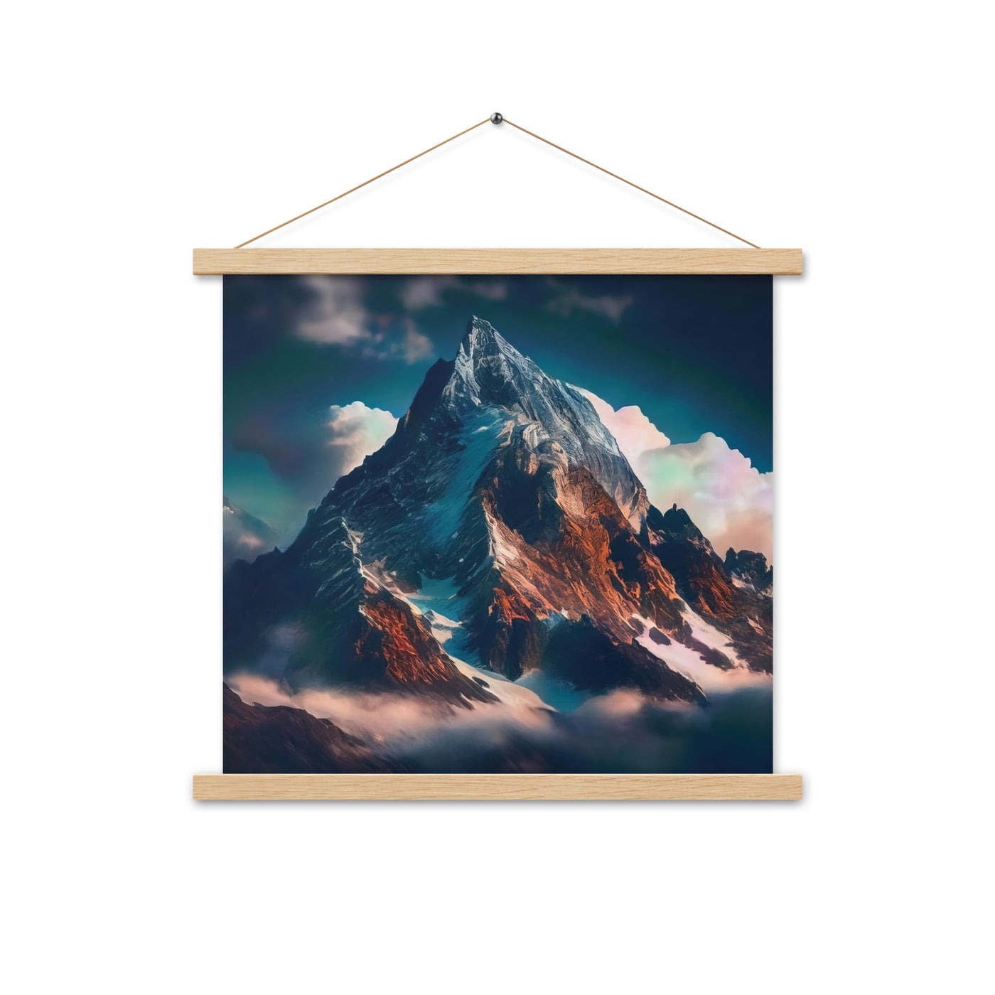 Berge und Nebel - Premium Poster mit Aufhängung berge xxx Oak 45.7 x 45.7 cm