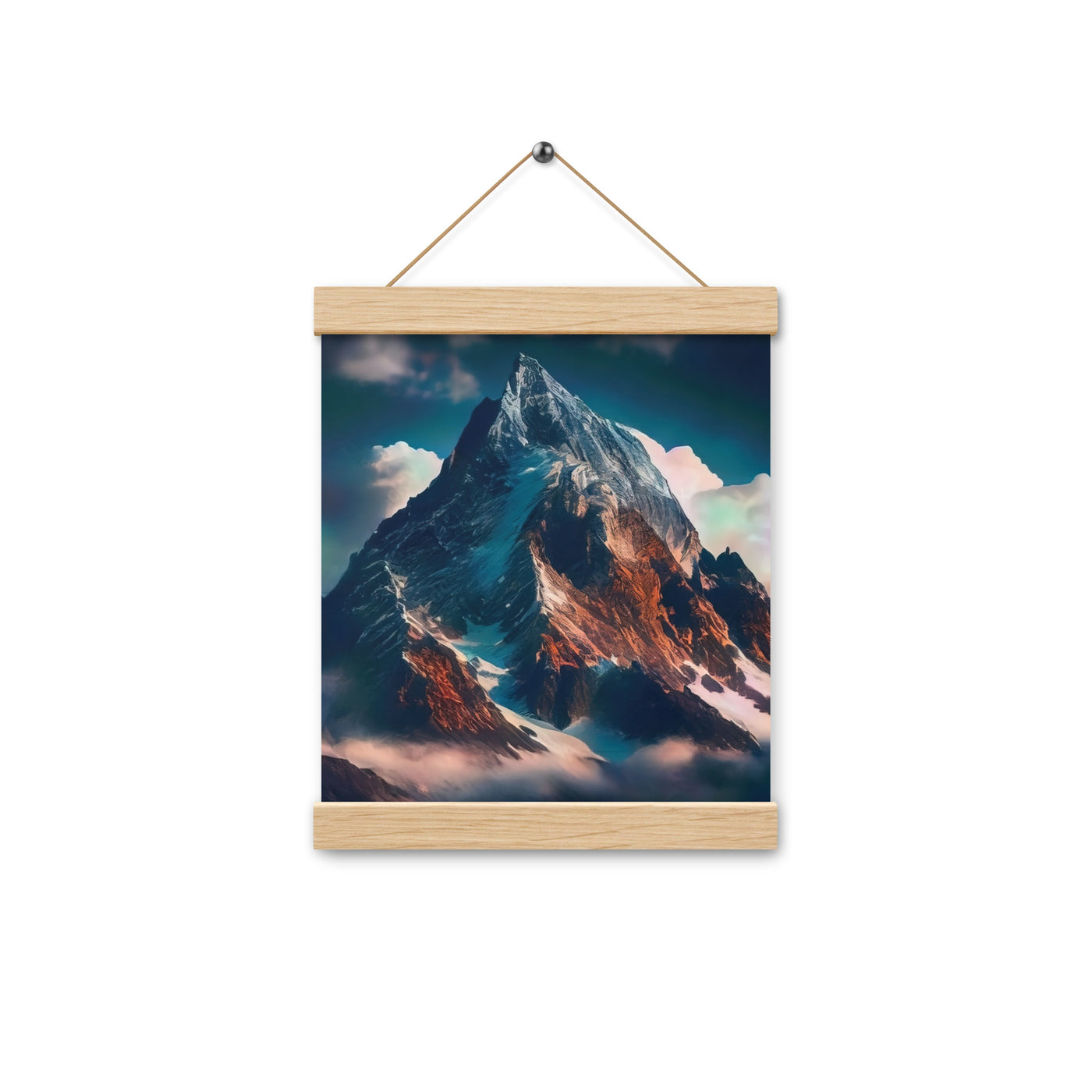 Berge und Nebel - Premium Poster mit Aufhängung berge xxx Oak 20.3 x 25.4 cm