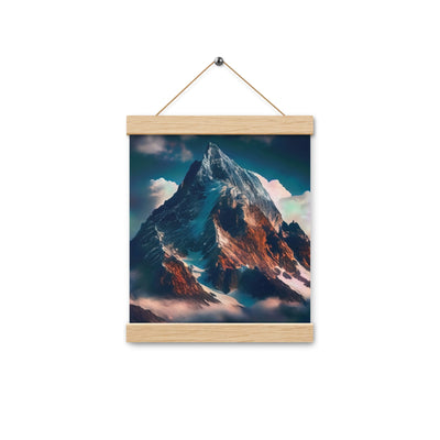 Berge und Nebel - Premium Poster mit Aufhängung berge xxx Oak 20.3 x 25.4 cm