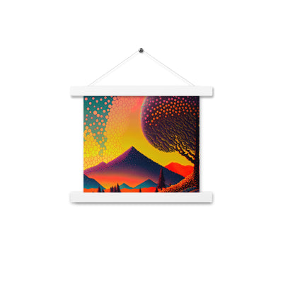 Berge und warme Farben - Punktkunst - Premium Poster mit Aufhängung berge xxx 25.4 x 25.4 cm