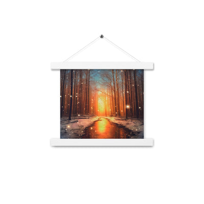 Bäume im Winter, Schnee, Sonnenaufgang und Fluss - Premium Poster mit Aufhängung camping xxx 25.4 x 25.4 cm