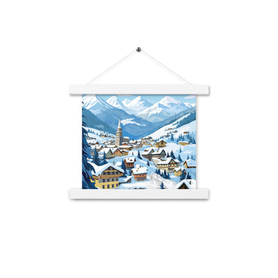 Kitzbühl - Berge und Schnee - Landschaftsmalerei - Premium Poster mit Aufhängung ski xxx 25.4 x 25.4 cm