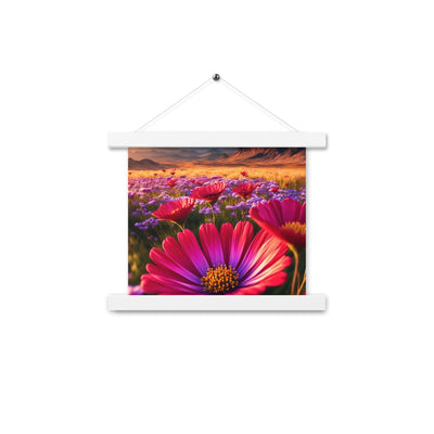 Wünderschöne Blumen und Berge im Hintergrund - Premium Poster mit Aufhängung berge xxx 25.4 x 25.4 cm