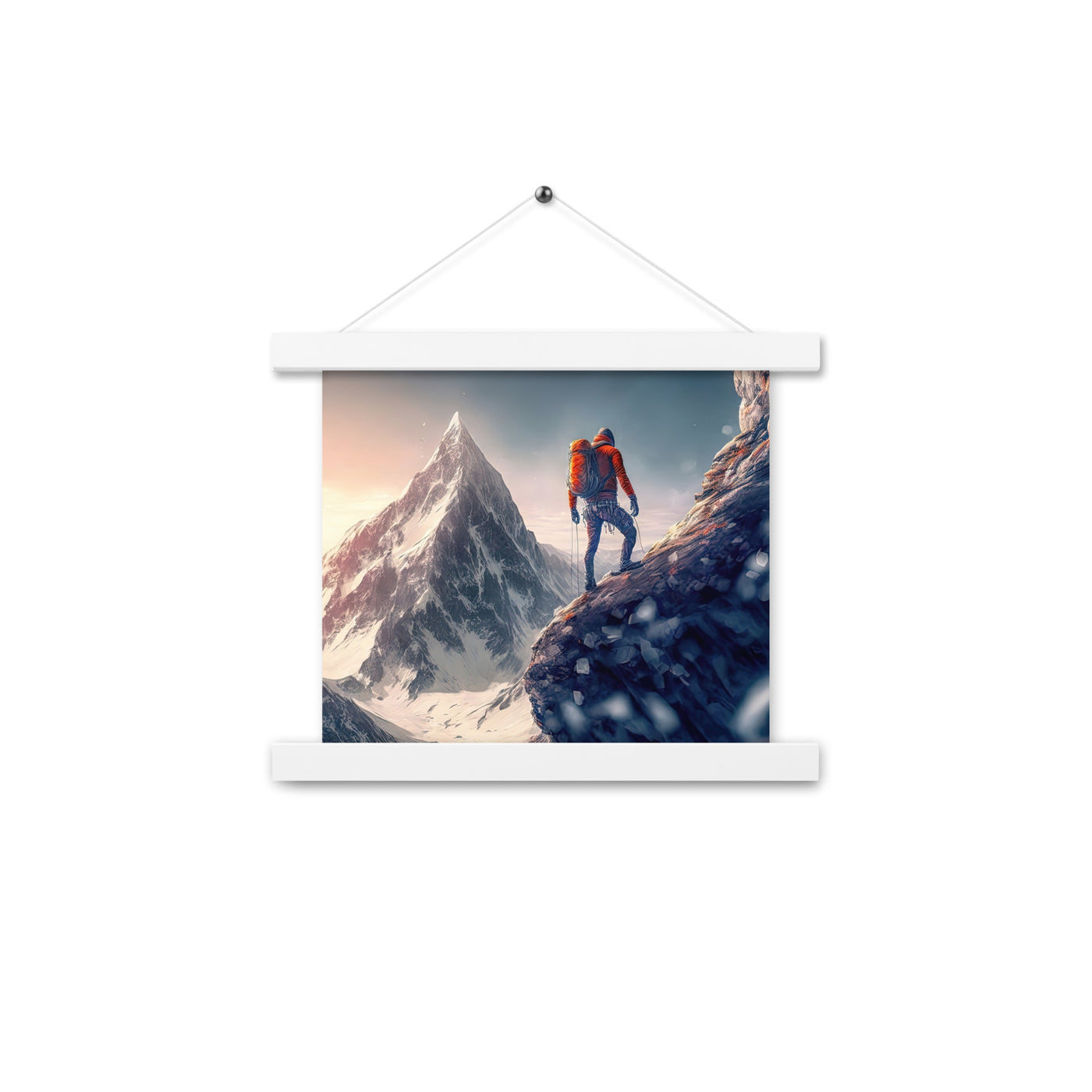 Bergsteiger auf Berg - Epische Malerei - Premium Poster mit Aufhängung klettern xxx 25.4 x 25.4 cm