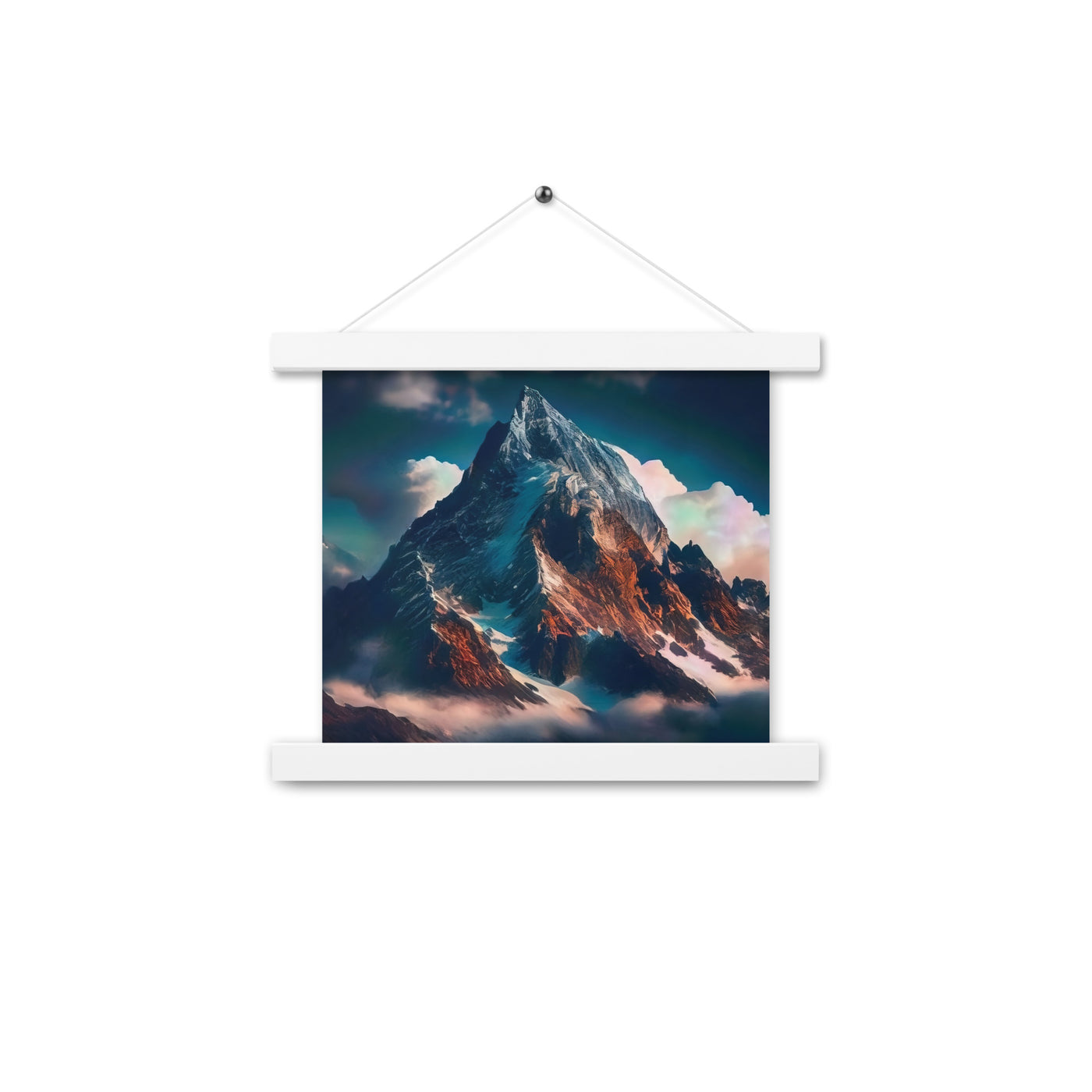 Berge und Nebel - Premium Poster mit Aufhängung berge xxx Weiß 25.4 x 25.4 cm