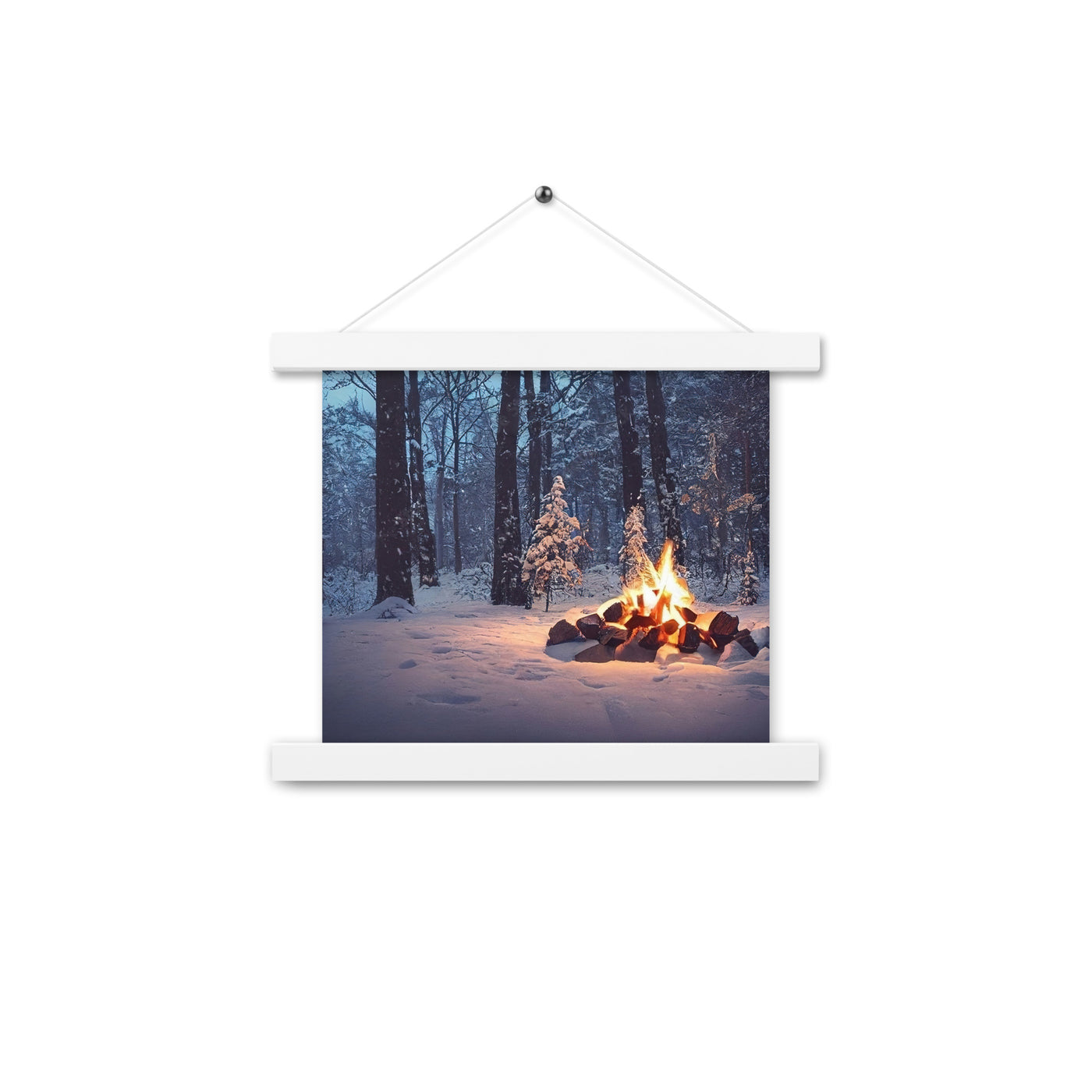 Lagerfeuer im Winter - Camping Foto - Premium Poster mit Aufhängung camping xxx 25.4 x 25.4 cm