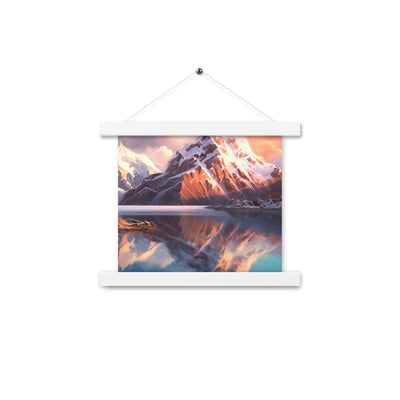 Berg und Bergsee - Landschaftsmalerei - Premium Poster mit Aufhängung berge xxx 25.4 x 25.4 cm