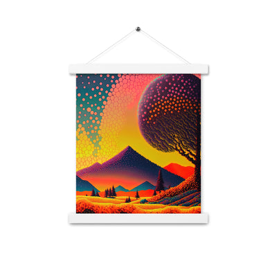 Berge und warme Farben - Punktkunst - Premium Poster mit Aufhängung berge xxx 27.9 x 35.6 cm