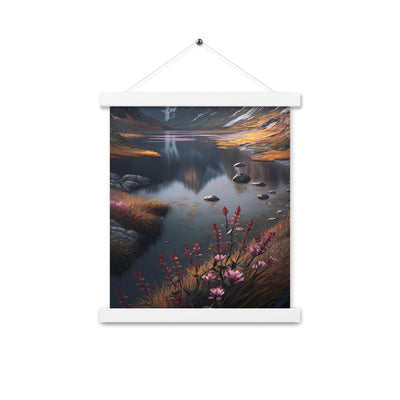 Berge, Bergsee und Blumen - Premium Poster mit Aufhängung berge xxx 27.9 x 35.6 cm