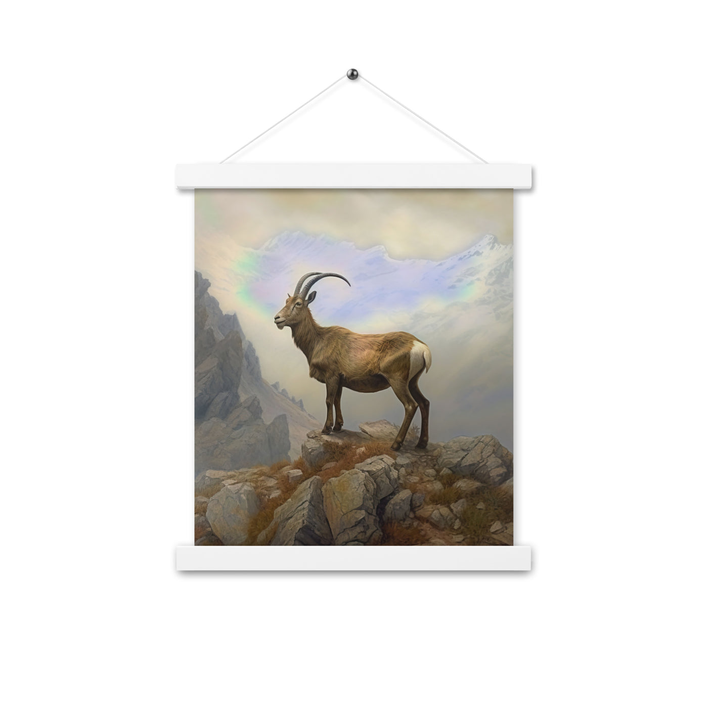 Steinbock am Berg - Wunderschöne Malerei - Premium Poster mit Aufhängung berge xxx 27.9 x 35.6 cm