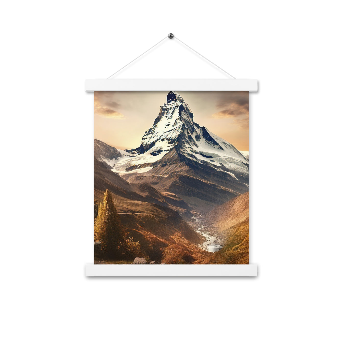 Matterhorn - Epische Malerei - Landschaft - Premium Poster mit Aufhängung berge xxx 27.9 x 35.6 cm