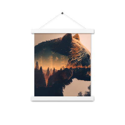 Bär und Bäume Illustration - Premium Poster mit Aufhängung camping xxx 27.9 x 35.6 cm