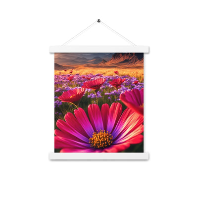 Wünderschöne Blumen und Berge im Hintergrund - Premium Poster mit Aufhängung berge xxx 27.9 x 35.6 cm
