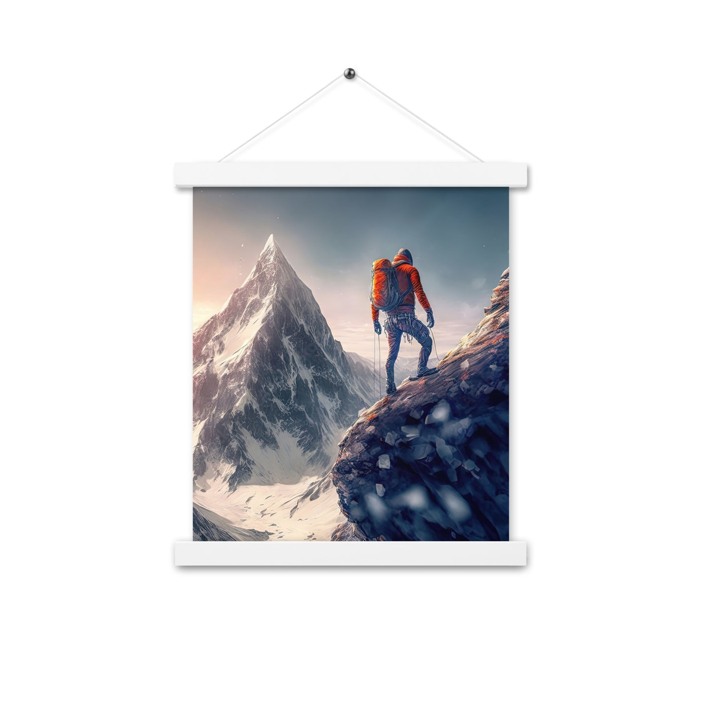 Bergsteiger auf Berg - Epische Malerei - Premium Poster mit Aufhängung klettern xxx 27.9 x 35.6 cm